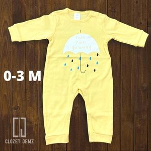 0-3 M Infant Umbrella Romper In Yellow With Long Sleeves